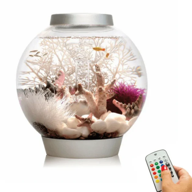 biOrb Classic 15L / 4 Gallon All-in-One Acrylic Aquarium Kit with Multicolor Light - Silver